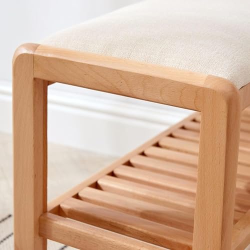 Étagère à chaussures en bois noble et banc rembourré aux finitions soignées