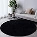 AAFKK Round Area Rugs for Living Room Bedroom, 4x4 Feet Black Ultra Soft Thickened Memory-Foam Modern Indoor Circle Rug, Comfy Minimalist Circular Carpets for Girls Boys Nursery Dorm Home Decor
