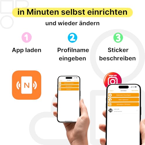 Pegatina Whatsapp NFC y pegatina Instagram de 3 cm autoadhesiva programable 7