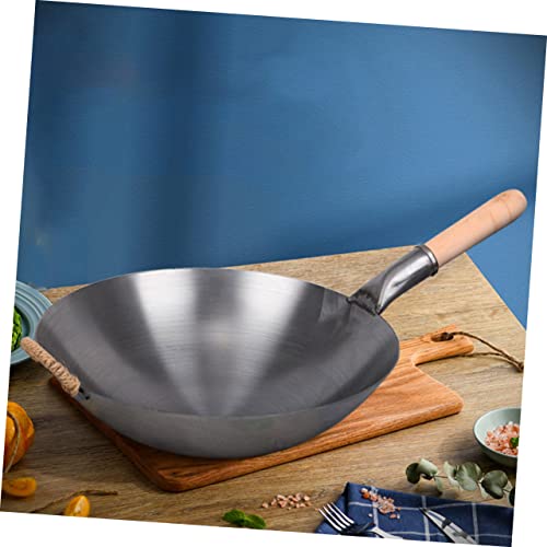 Wok de acero inoxidable con mango de madera y antiadherente miniatura 4
