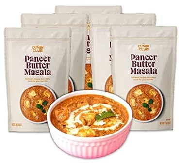 AMAZON - The Cumin Club Indian Paneer Butter Masala Instant Curry – Comfort Indian Food with Tomato, Cream & Warm Spices – Vegetarian Meals Ready to Eat (Pack of 5)