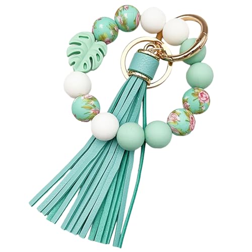 Porte-clés avec perles en forme de feuille, l'idée cadeau utile pour la fête des mères