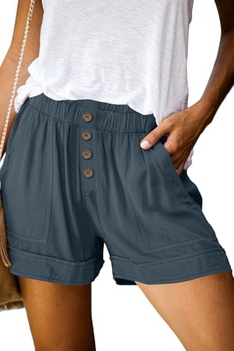 Image of KISSMODA Womens Summer Shorts Leopard /Camo /Solid /Floral Print Elastic Waist Pocketed Casual Pants