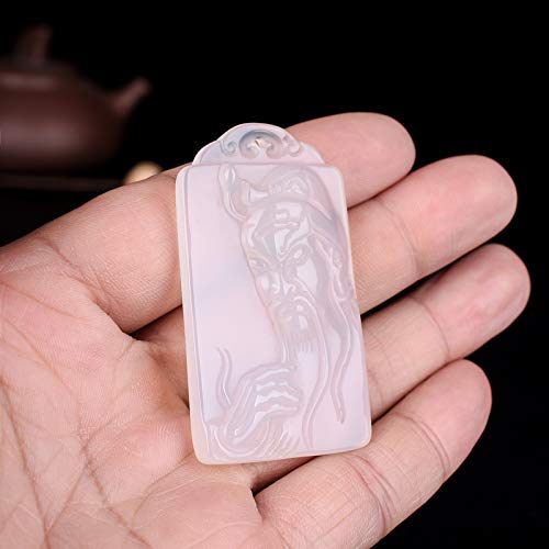 Pure Natural Guan Gong Pendant Exquisite Wu Caishen Guan Yu Brand White Chalcedony Agate Zhongyi Guan Yu Pendant Jade Pendant