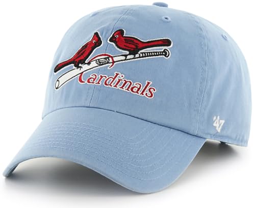 47 St Louis Cardinals Columbia Blue Logo Primary Logo Clean Up Adjustable Strap Hat Cap, Adult One Size Fits All