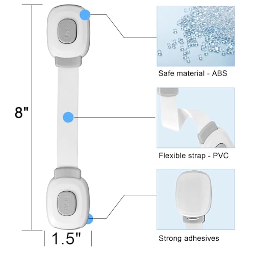 Fursafe&Q SFLDG Baby Cabinet Locks, Child Safety Cabinet Proofing - Child Safety Strap Locks Adhesive Drawer Fridge Ovens Door Toilet Latches No Drill Multi-Purpose thumb #1
