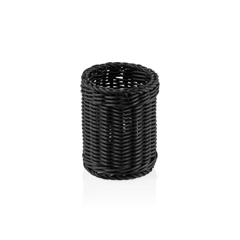 25 cestas para cubiertos, color negro, redondas, diámetro de 12 cm, polipropileno