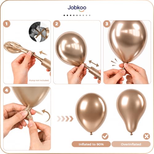 Image of Jobkoo Metallic Champagne Gold Balloons, 12 Inch Chrome Light Gold Balloon