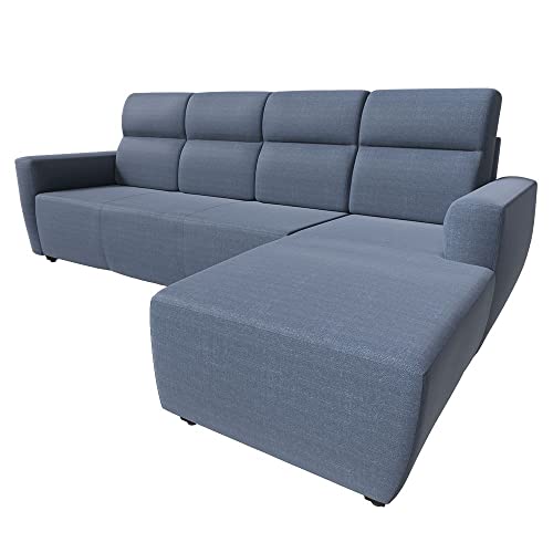 Image of Wakefit 3 Seater Sofa Set, Omega Blue, Modern Style, Polyester Upholstery, 3 Year, L-Shape, 186W x 92.5D x 94H cm