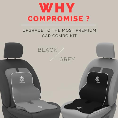 Image of MRRON Car Comfort Combo | Memory Foam Backrest & Wedge Seat Cushion Combo of 2 | Orthopedic Support for Back, Tailbone, Sciatica | Ergonomic Comfort for Car, Office| Posture Correction | Universal Fit