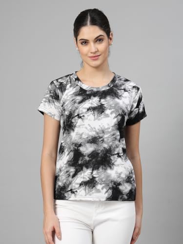 Image of UZARUS Women's Regular Fit Printed Half Sleeves Round Neck Gym Sports T-Shirt