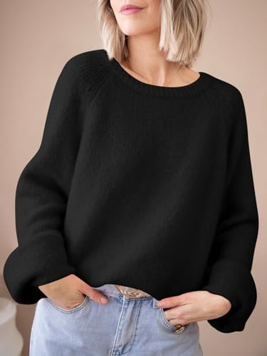 Saodimallsu Womens Bow Tie Sweater Crew Neck Long Sleeve Cute Fall Loose Cozy Knit Pullover Sweaters4