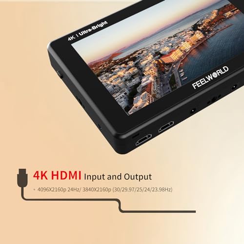 FEELWORLD LUT7 7 Inch Ultra Bright 2200nit Touchscreen Camera DSLR Field Monitor with 3D Lut Waveform Automatic Light Sensor 1920x1200 4K HDMI Input