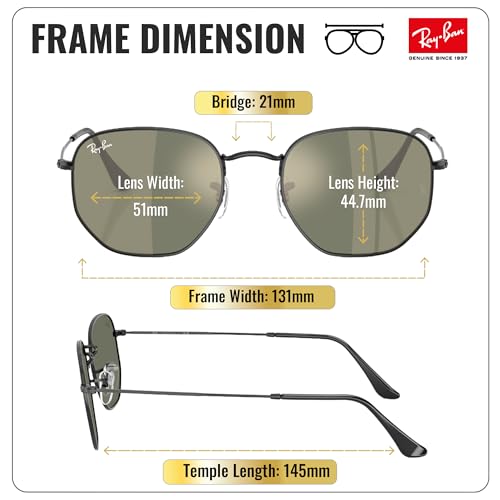 Image of Ray-Ban RB3548N HEXAGONAL FLAT LENSES Square-Round Shape Sunglasses for Men & Women with Official Eyewear Kit