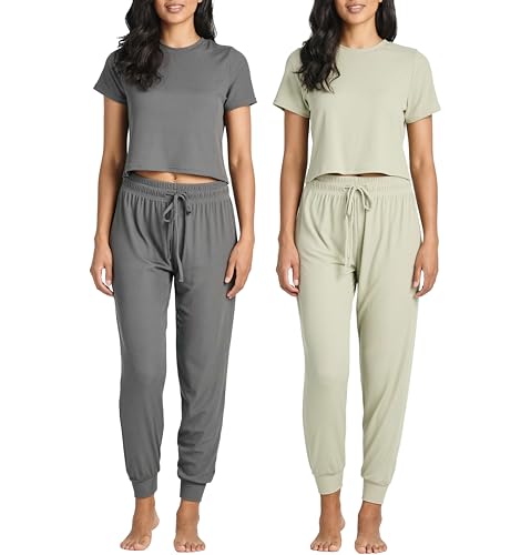 Real Essentials Pacote com 2: blusa feminina de malha canelada de...