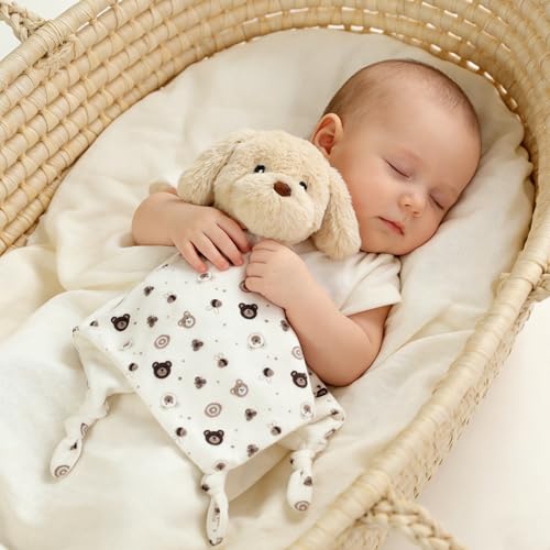Image of CREVENT Cozy Plush Baby Security Blanket, Loveys for Baby Girls and Boys, Birthday (Dog)