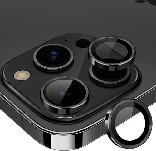 Image of Skinomi Camera Lens Protector Compatible with iPhone 15 pro /iPhone 15 Pro Max [Anti-Scratch] Premium Tempered Glass Film Aluminum Alloy Lens Ring Cover, Black Titanium