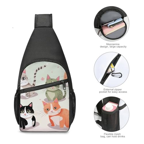 Mochila cruzada Lovely Cartoon Cats para viaje y deporte miniatura 5