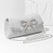 Trisapu Bow Evening Bag Sparkly Clutch Purses for Women Wedding Glitter Rhinestone Party Prom Purse Dressy Clutch Bags Silver