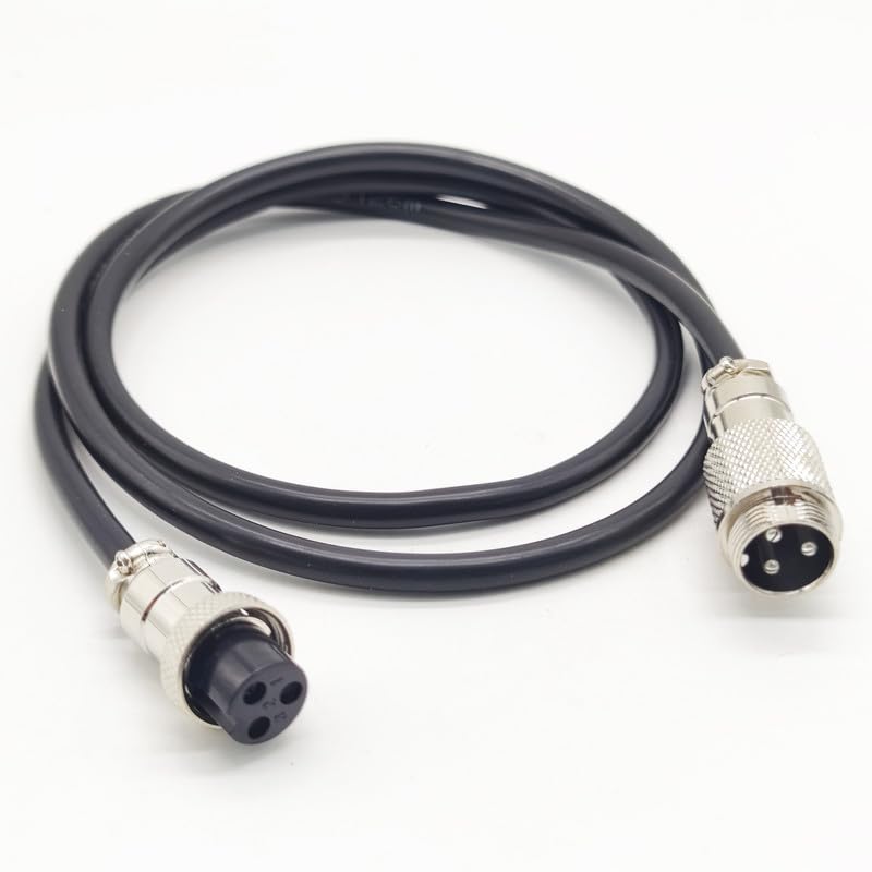16.4 ft GX20 3 polig Mann zum weiblichen Kopf Luftfahrt Kabel, GX20 3Pins Weiblich zum männlichen Stecker Elektrische Kabel Panel Mount Kreismetall Luftfahrt Adapter Kabel für Schiffe 15AWG (5meter)