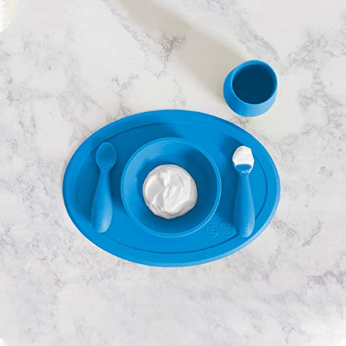 ezpz Tiny Collection Set (Blue) – 100% Silicone Cup, Spoon & Bowl with Built-in Placemat for First Foods + Baby Led Weaning + Purees – Designed by a Pediatric Feeding Specialist – 4 Months+ ezpz Tiny Collection Set (Blue) – 100% Silicone Cup, Spoon & Bowl with Built-in Placemat for First Foods + Baby Led Weaning + Purees – Designed by a Pediatric Feeding Specialist – 4 Months+