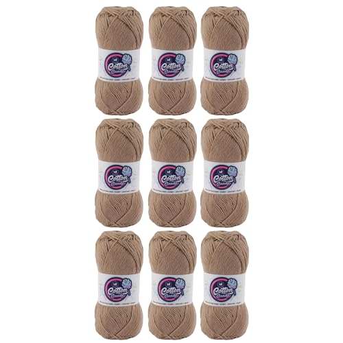 Image of NESTNHAVEN Cotton Candy 100% Cotton Yarn - (100g, 185 Meters) - Luxury Yarn for Crochet, Amigurumi, Embroidery, Toys, Garments, Flowers and Hobby, Projects. (Dark Beige) | (900 Gm)