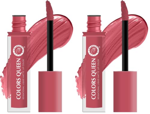 Image of Colors Queen Sensational Liquid Matte Lipstick - 7g | Long Lasting, Fade & Transfer Proof Lipstick | Highly Pigmented, Water & Smudge Proof Liquid Lipstick for Women (14 - Punch Pink) (Pack of 2)