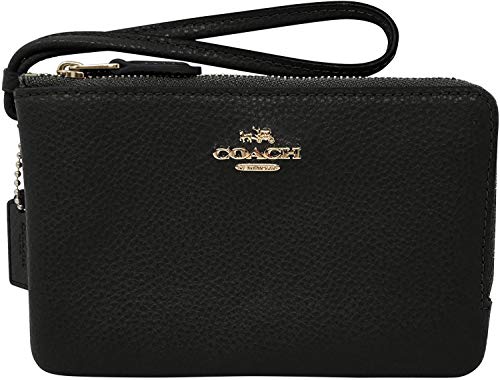 COACH Boom 02 Pebbled Leather Double Corner Zip, Black, One Size