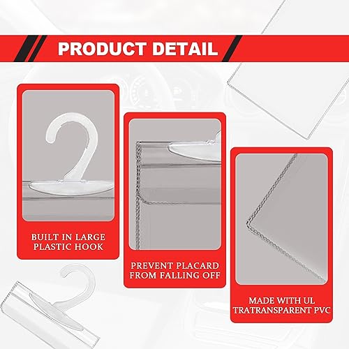 Handicap Parking Placard Permit Hanger Sleeves- Transparent Plastic Disabled Parking Placard Protector with Large Hanger, Pack of 2