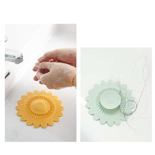 Tapón de desagüe universal para fregadero y bañera, protector anticaída de cabellos, fabricado en silicona grado alimenticio, color amarillo miniatura 4