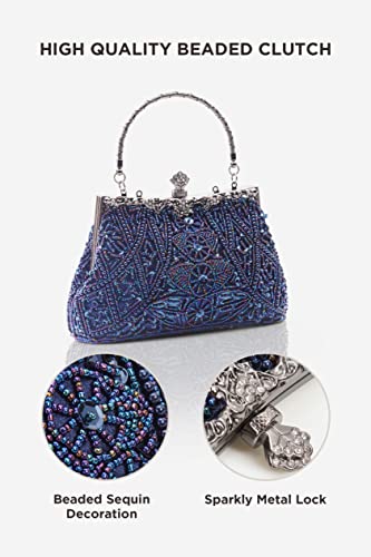 Image of BABEYOND 1920s Flapper Clutch Gatsby Pearl Handbag Roaring 20s Evening Clutch Beaded Bag 1920s Gatsby Costume Accessories