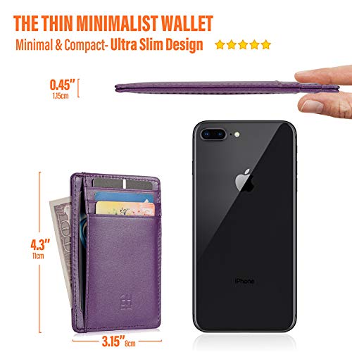 Image of GH GOLD HORSE Slim RFID Blocking Card Holder Minimalist Leather Front Pocket Wallet for Women | Slim