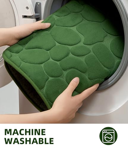 YIHOUSE Memory Foam Bath Mat Cobblestone Bathroom Rugs Super Water Absorbent Bath Mats for Bathroom Machine Washable Bath Rugs(20 x 32,Green) - image 8