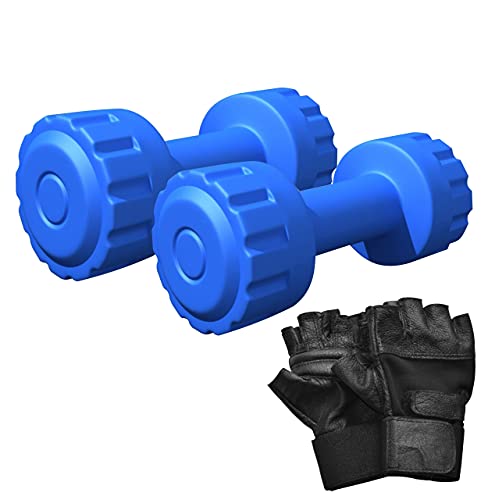 Kore PVC DM-5kg-Combo 166 Dumbbells Set and Fitness Kit for Men and Women Whole Body Workout, (Blue)