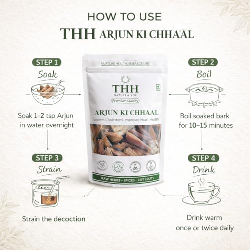 Image of THH Organic Arjun ki Chaal (800g) Dried Arjuna Tree Bark (Raw) | Lowers Bad Cholesterol