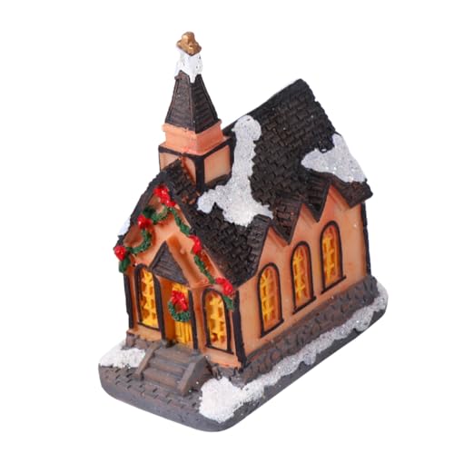 BAZEITFLOW Casa Luminosa Navideña de Resina con Luz Led, Modelo de Villa Pequeña con Nieve, Decoración para Hogar, Oficina y Fiesta, Adorno Navideño Brillante Adecuado para Color Aleatorio