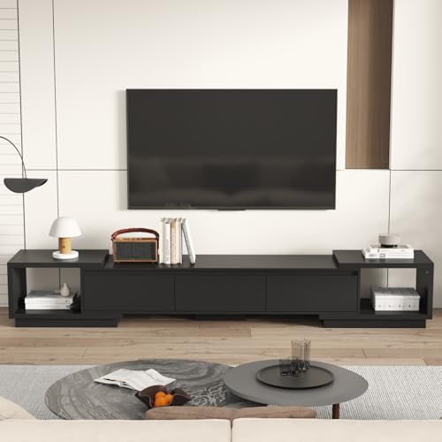 AIEGLE Deformable TV Console with 3 Drawers, Modern Extendable TV Stand in Stretch of 65'-106' Wide,...