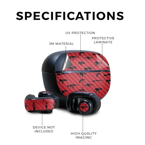 Image of Carbon Fiber Skin Compatible with Bose Ultra Open Earbuds - Guns - Premium 3M Vinyl Protective Wrap Decal Cover - Easy to Apply | Crafted in The USA by MightySkins