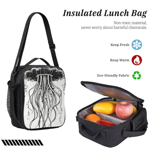 Sac à dos imprimé méduses ensemble complet avec lunch bag pour l'école - 6