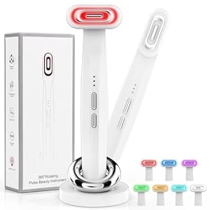 Red Light Therapy Wand for Eyes and Face 4-in-1 Facial Wand 7 Colors High Frequency Wand Eye Massager, EMS Microcurrent Face Lift Device Improves Skin Firmness Suitable for Home Skin Care