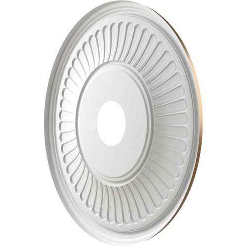 Image of Ekena Millwork CMP19BECCB Berkshire Thermoformed PVC Ceiling Medallion (Fits Canopies up to 8 3 /8 inch), 19 inchOD x 3 1 /2 inchID x 1 inchP, Metallic Champagne Bronze