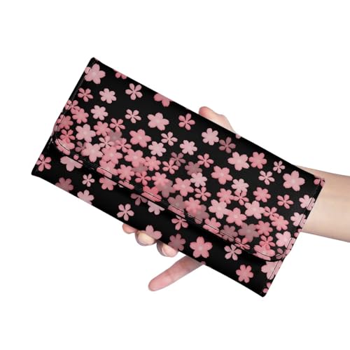 Image of AFPANQZ Womens Wallets, Cherry Blossom Leather Trifold Multi Card Holder Slots Wallet, Elegant Clutch Phone Holder Trifold Purses Zip Coins Pocket, Buckle Closure Clutch