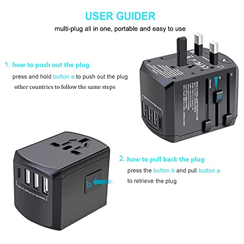Universal Travel Adapter, Newvanga International Power Adapter, Worldwide All In One Rapid Charge With 3 Usb & 1 Type-C Ports Plug Adapter Converter Wall Charger For European Uk Aus Asia Phone Laptop #TOP4