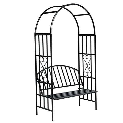Gecheer Arc de roses avec banc, banc balançoire de jardin Balancelle Patio Terrasse Balcon