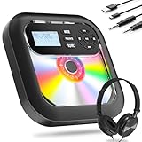 ERASINY Portable CD Player Bluetooth with Speakers and Rechargeable, CD Player Portable with Headphones Support FM & AUX Connection