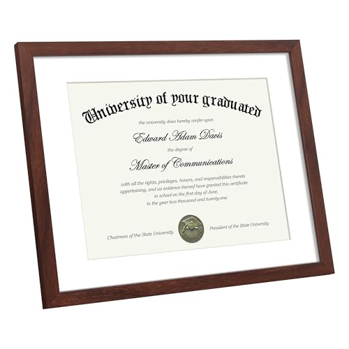 Image of upsimples Diploma Frame with 8.5x11, 11x14 Degree frames, Mahogany 1 Pack