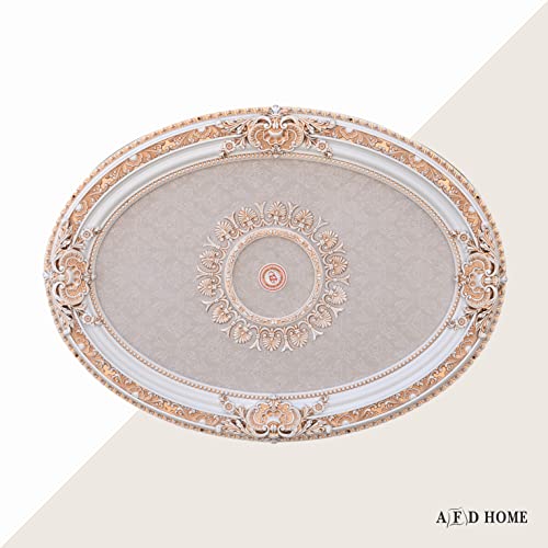 Image of French Blanco Oval Chandelier Ceiling Medallion or Fan Medallion, 43 Inches