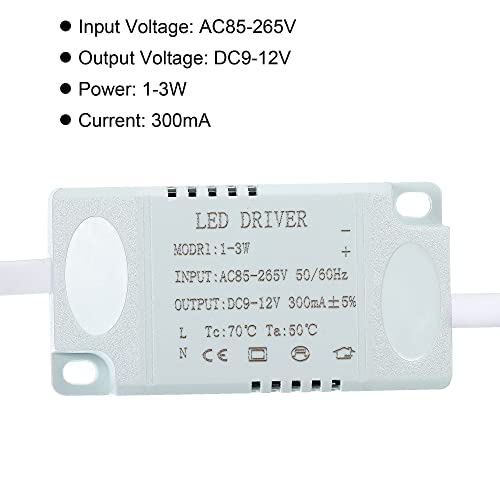 Image of PATIKIL 1-3W 300mA LED Driver, 5 Pack AC 85-265V Output 9-12V DC Male Connector Constant Current Rectifier Transformer External Power Supply