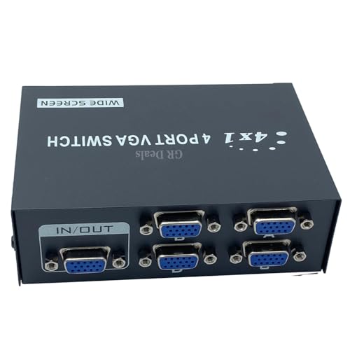 Image of 4 Port Vga Video Splitter, 4 Port VGA Switch, Distributor Amplifier 4-to-1 Monitor Vga /Svga LCD Crt Splitter Box, Display Distributor Supports High Resolution Up to 1920x1400.(Black).