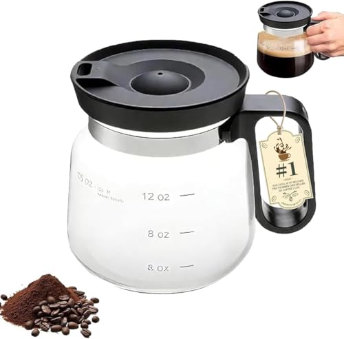 PMLQZA 16 Oz Glass Coffee Mug That Looks like a Coffee Pot Style Shape, Mini Heatproof Large Capacity Clear Cup with Travel Lid & Straw for Hot Teas, Hot Chocolate, Office Desk Gift